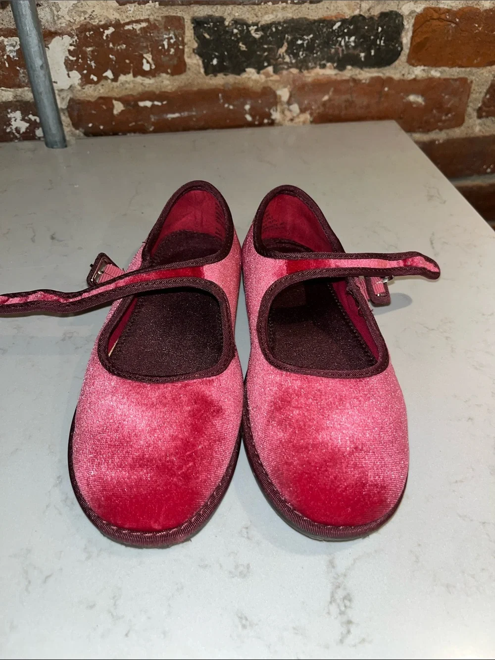 J Crew Red Velvet Mary Jane Shoes